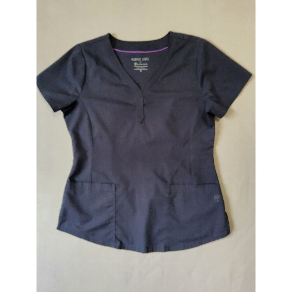 Purple Label Healing Hands Navy Stretch Scrub Top XS